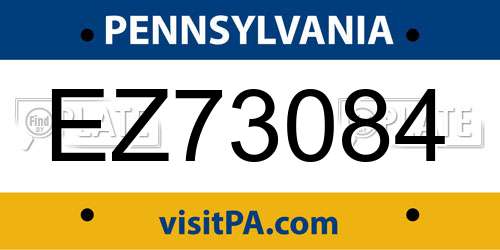 EZ73084 Pennsylvania License Plate