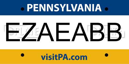 EZAEABB Pennsylvania License Plate
