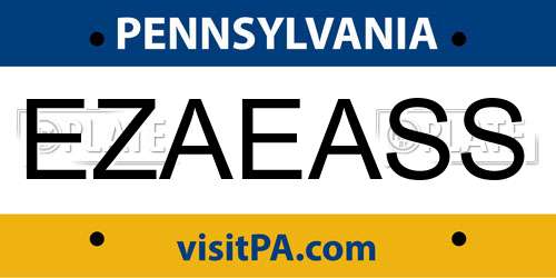 EZAEASS Pennsylvania License Plate