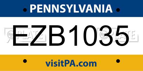 EZB1035 Pennsylvania License Plate