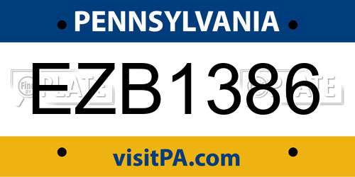 EZB1386 Pennsylvania License Plate
