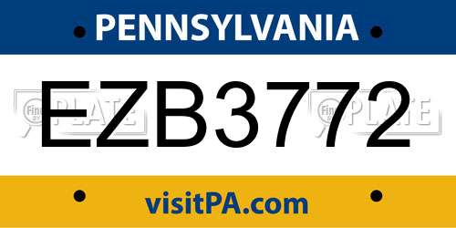 EZB3772 Pennsylvania License Plate