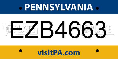 EZB4663 Pennsylvania License Plate