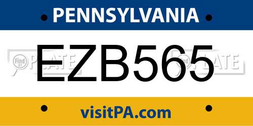 EZB565 Pennsylvania License Plate