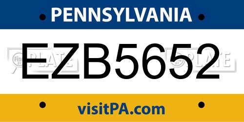 EZB5652 Pennsylvania License Plate