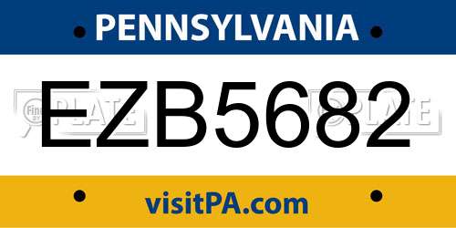 EZB5682 Pennsylvania License Plate