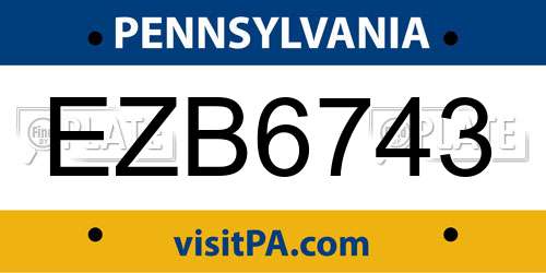 EZB6743 Pennsylvania License Plate