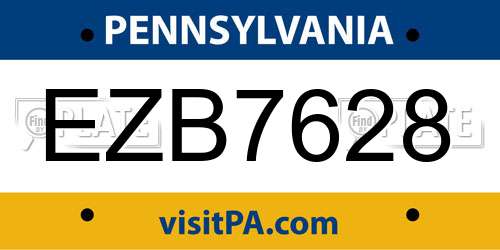 EZB7628 Pennsylvania License Plate