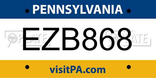 EZB868 Pennsylvania License Plate