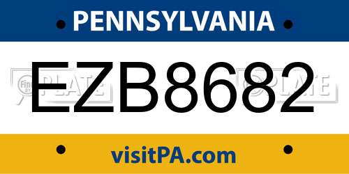 EZB8682 Pennsylvania License Plate