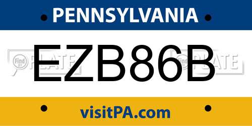 EZB86B Pennsylvania License Plate
