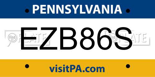 EZB86S Pennsylvania License Plate