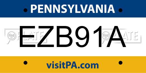 EZB91A Pennsylvania License Plate