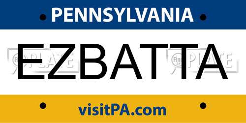 EZBATTA Pennsylvania License Plate