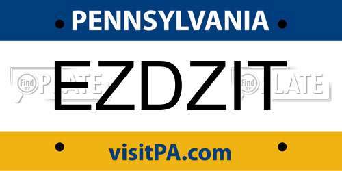 EZDZIT Pennsylvania License Plate