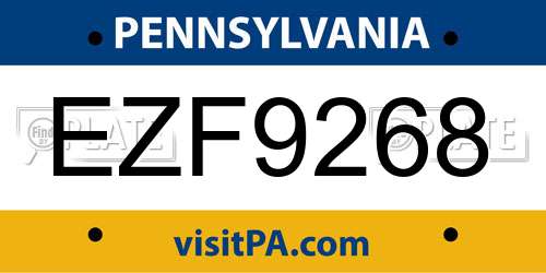 EZF9268 Pennsylvania License Plate