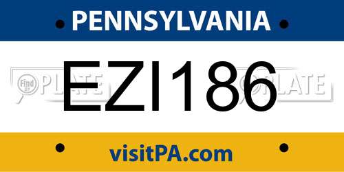 EZI186 Pennsylvania License Plate