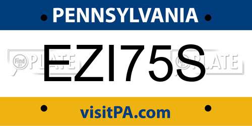 EZI75S Pennsylvania License Plate