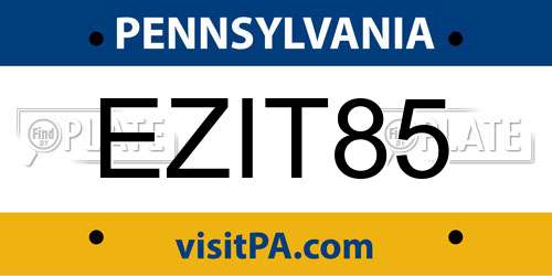 EZIT85 Pennsylvania License Plate