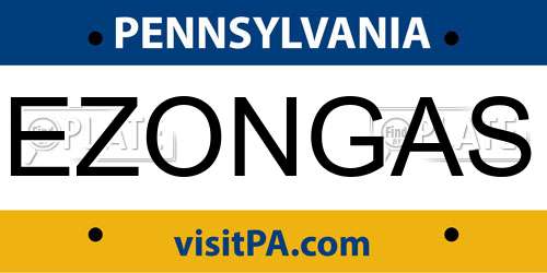 EZONGAS Pennsylvania License Plate