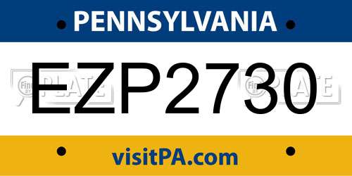EZP2730 Pennsylvania License Plate