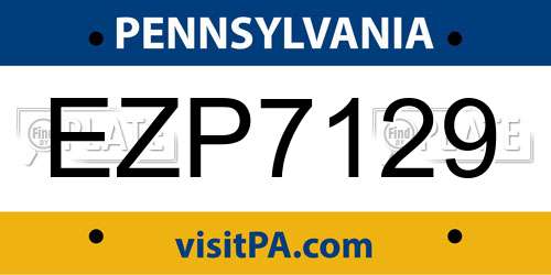 EZP7129 Pennsylvania License Plate