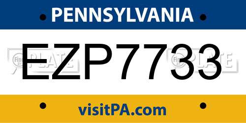 EZP7733 Pennsylvania License Plate