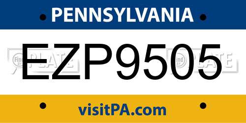 EZP9505 Pennsylvania License Plate