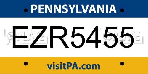 EZR5455 Pennsylvania License Plate