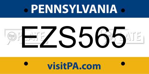 EZS565 Pennsylvania License Plate