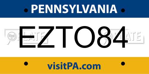 EZTO84 Pennsylvania License Plate