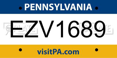 EZV1689 Pennsylvania License Plate