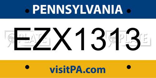 EZX1313 Pennsylvania License Plate