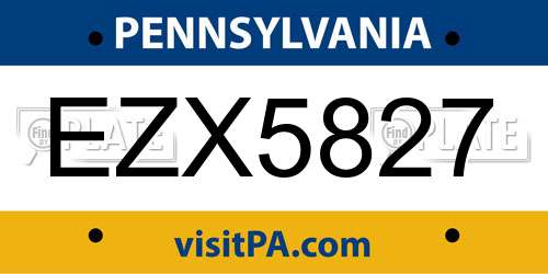EZX5827 Pennsylvania License Plate