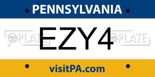 EZY4 Pennsylvania License Plate