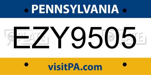 EZY9505 Pennsylvania License Plate