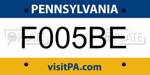 F005BE Pennsylvania License Plate
