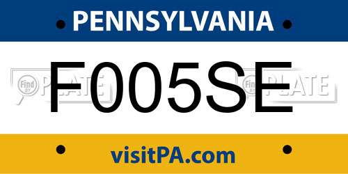 F005SE Pennsylvania License Plate