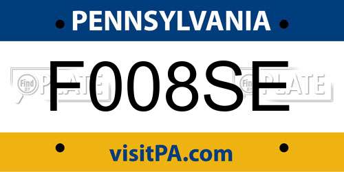 F008SE Pennsylvania License Plate