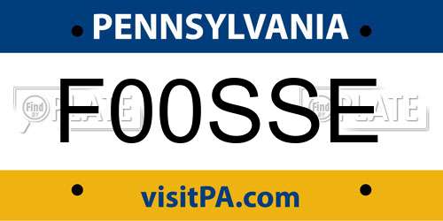 F00SSE Pennsylvania License Plate