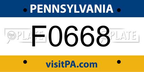 F0668 Pennsylvania License Plate