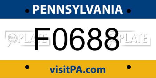 F0688 Pennsylvania License Plate