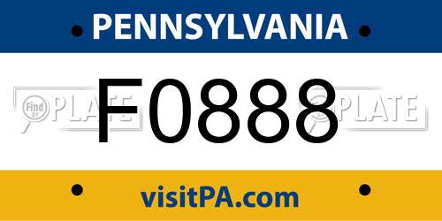 F0888 Pennsylvania License Plate