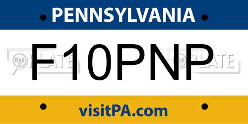 F10PNP Pennsylvania License Plate