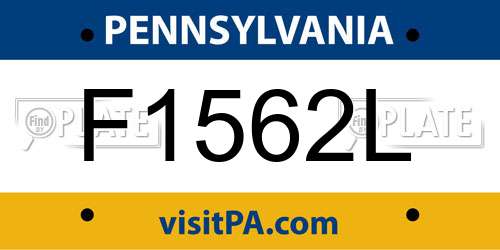 F1562L Pennsylvania License Plate