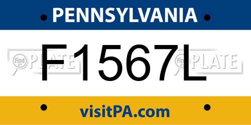 F1567L Pennsylvania License Plate