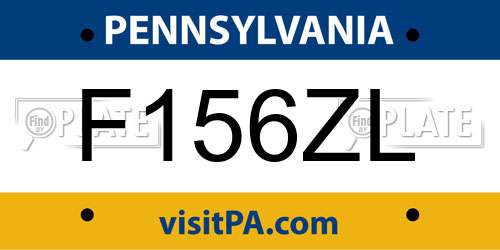 F156ZL Pennsylvania License Plate