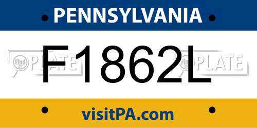 F1862L Pennsylvania License Plate