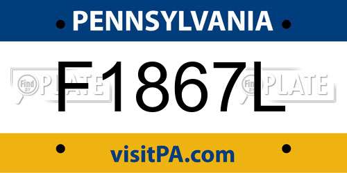 F1867L Pennsylvania License Plate