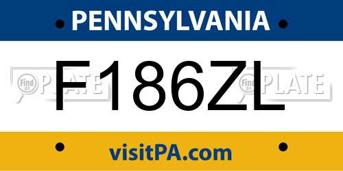 F186ZL Pennsylvania License Plate
